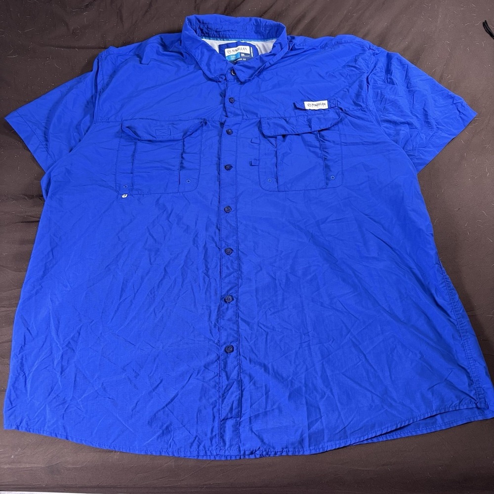 Magellan Fish Gear Fishing Shirt Men 3XL Blue Vented Workwear Oversized Big Tall